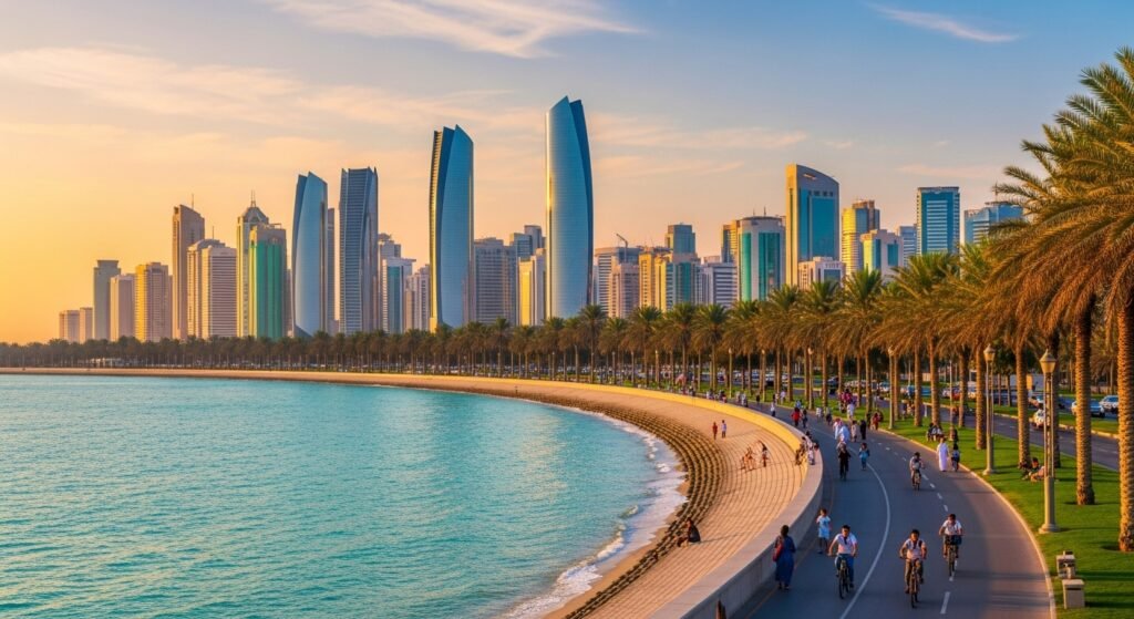 Flat tyre repair services available on Corniche Road, Abu Dhabi