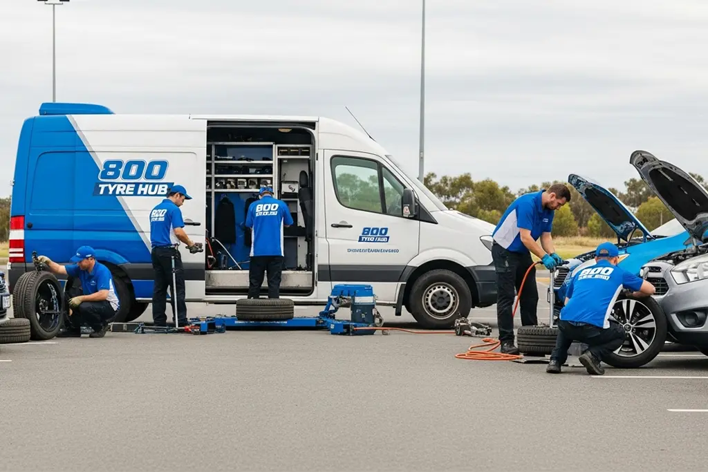 Technician providing other tyre and roadside services in Ajman alongside tyre puncture repair