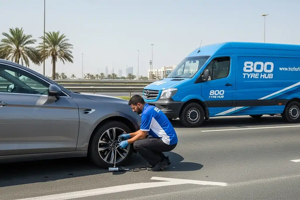 24/7 mobile tyre repair technician providing tyre repair services on-site at the customer's location